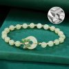 سوار يد من الفضة عيار 925 مع فراشة من حجر هيتيان اليشمي 925 Silver Hetian Jade Butterfly Bracelet