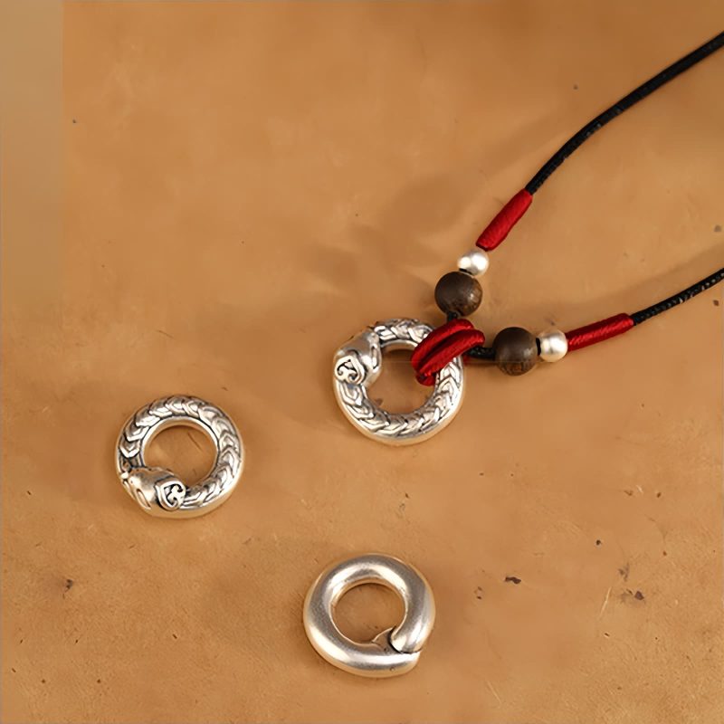 Collar con colgante de serpiente de plata 999 999 Silver Snake Protection Pendant Necklace