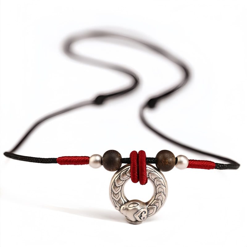 Collar con colgante de serpiente de plata 999 999 Silver Snake Protection Pendant Necklace