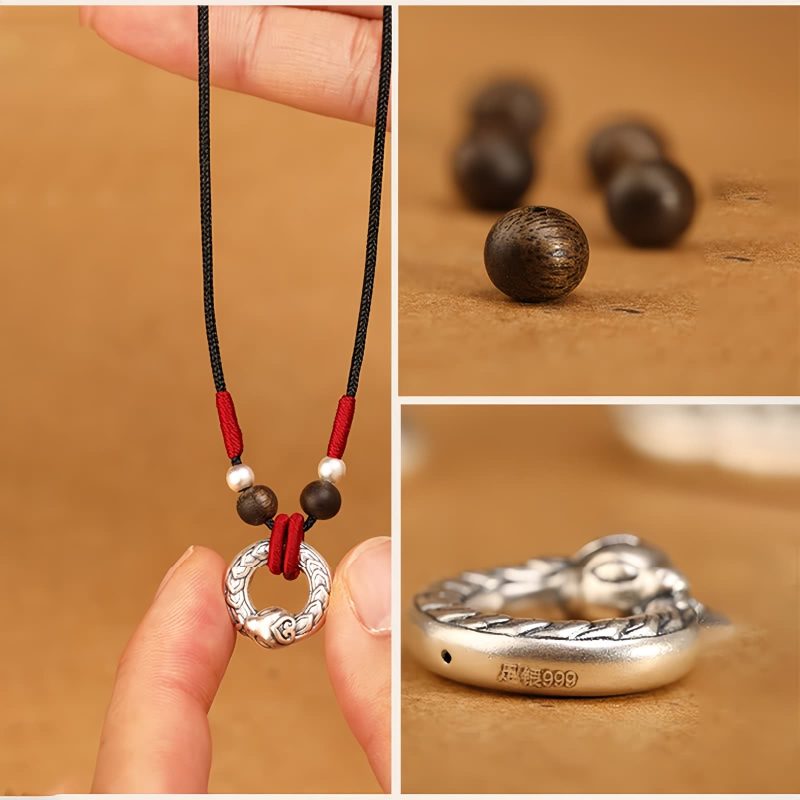 Collar con colgante de serpiente de plata 999 999 Silver Snake Protection Pendant Necklace