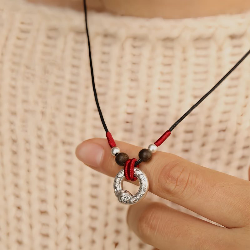 Collar con colgante de serpiente de plata 999 999 Silver Snake Protection Pendant Necklace