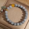 Pulseira Curativa de Jade e Água-Marinha com Folha Aquamarine Jade Leaf Healing Bracelet
