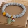 Pulseira Curativa de Jade e Água-Marinha com Folha Aquamarine Jade Leaf Healing Bracelet