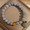 Pulseira Curativa de Jade e Água-Marinha com Folha Aquamarine Jade Leaf Healing Bracelet
