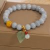 Pulseira Curativa de Jade e Água-Marinha com Folha Aquamarine Jade Leaf Healing Bracelet