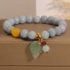 Pulseira Curativa de Jade e Água-Marinha com Folha Aquamarine Jade Leaf Healing Bracelet