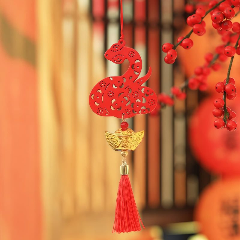 Decoración del Caracter Fu en Lingote de Serpiente para el Año Nuevo Chino Chinese New Year Snake Ingot Fu Character Decoration