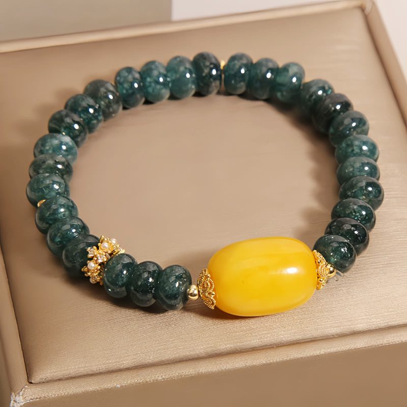 Pulsera de Suerte de Jade Verde y Topacio Green Jade Topaz Luck Bracelet