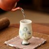 Taza de Té de Loto de Cerámica Pintada a Mano Hand Painted Ceramic Lotus Tea Cup