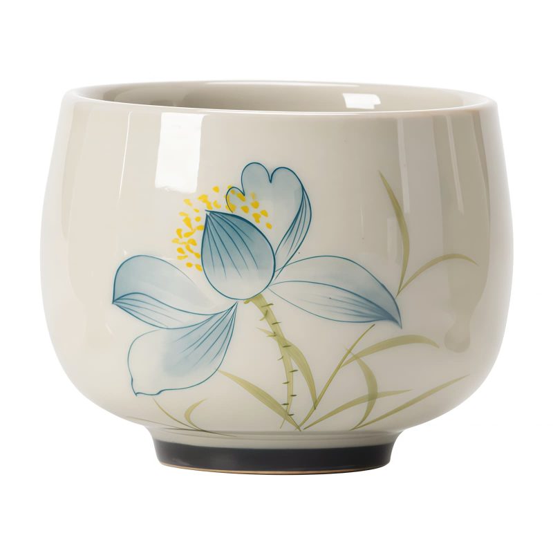 Taza de Té de Loto de Cerámica Pintada a Mano Hand Painted Ceramic Lotus Tea Cup