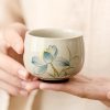 Taza de Té de Loto de Cerámica Pintada a Mano Hand Painted Ceramic Lotus Tea Cup