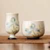 Taza de Té de Loto de Cerámica Pintada a Mano Hand Painted Ceramic Lotus Tea Cup