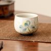 Taza de Té de Loto de Cerámica Pintada a Mano Hand Painted Ceramic Lotus Tea Cup