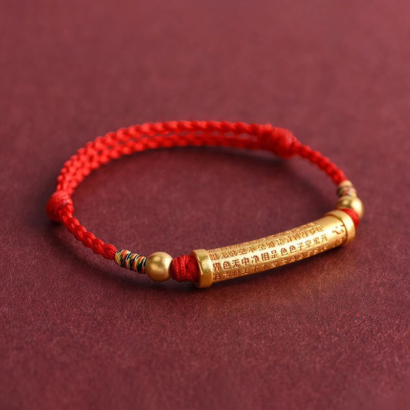 Pulsera Artesanal de Aleación con el Sutra del Corazón para Protección Handmade Alloy Heart Sutra Protection Bracelet