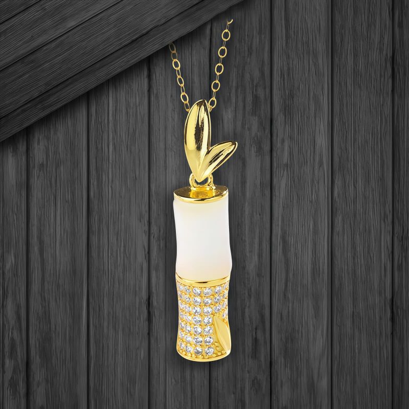 Collar con colgante de bambú de jade blanco de Hetian Hetian White Jade Bamboo Pendant Necklace