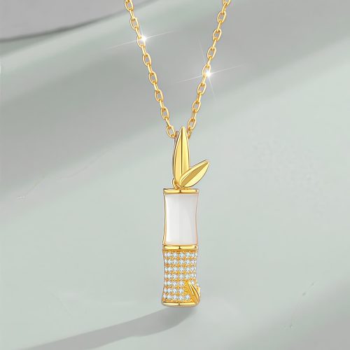 Collar con colgante de bambú de jade blanco de Hetian Collar con colgante de bambú de jade blanco de Hetian