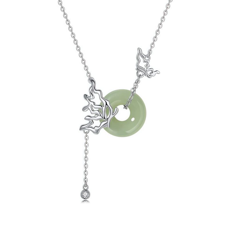قلادة فراشة هييتيان جاد للسلام Hetian Jade Butterfly Peace Necklace