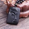 Collar con dije de Buda de Obsidiana Negra Natural Natural Black Obsidian Buddha Pendant Necklace