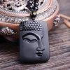 Collar con dije de Buda de Obsidiana Negra Natural Natural Black Obsidian Buddha Pendant Necklace