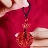 Colar Pingente Natural de Cinábrio com Bênção Baguá Natural Cinnabar Bagua Blessing Pendant Necklace