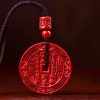 Colar Pingente Natural de Cinábrio com Bênção Baguá Natural Cinnabar Bagua Blessing Pendant Necklace
