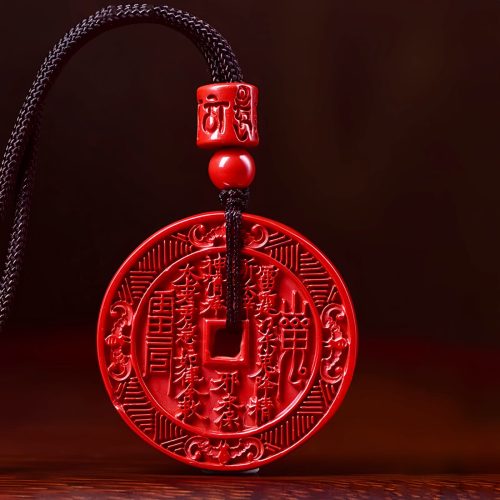 Collar con dije de bendición Bagua de cinabrio natural Collar con dije de bendición Bagua de cinabrio natural