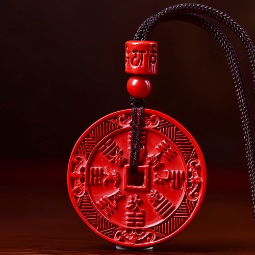 Collar con dije de bendición Bagua de cinabrio natural Collar con dije de bendición Bagua de cinabrio natural