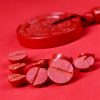 Colar Pingente Natural de Cinábrio com Bênção Baguá Natural Cinnabar Bagua Blessing Pendant Necklace