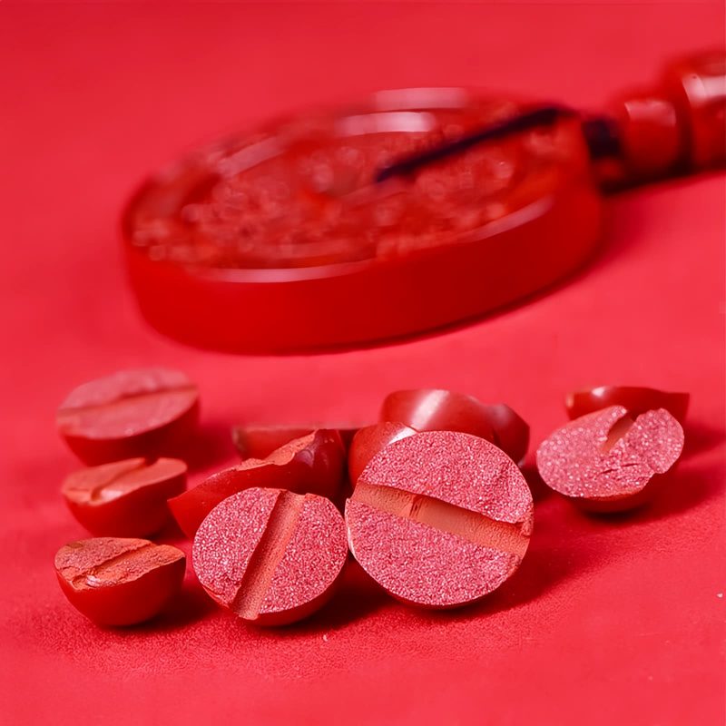 Colar Pingente Natural de Cinábrio com Bênção Baguá Natural Cinnabar Bagua Blessing Pendant Necklace