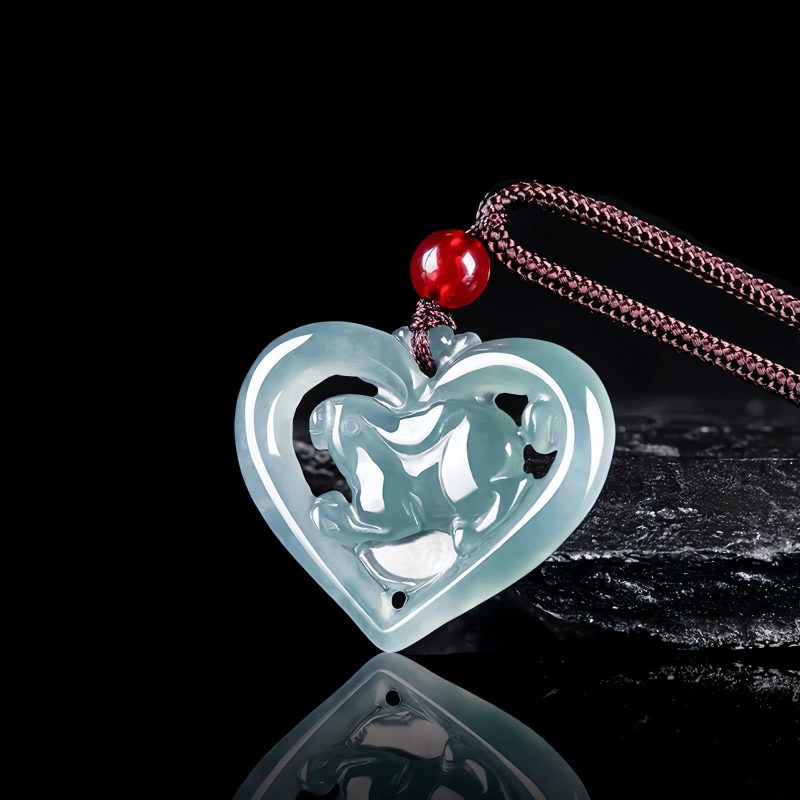 Collar con dije de conejo de la suerte en jade natural Natural Jade Rabbit Luck Pendant Necklace