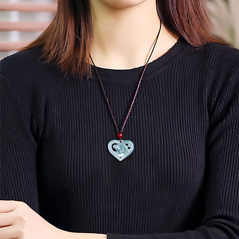 Collar con dije de conejo de la suerte en jade natural Natural Jade Rabbit Luck Pendant Necklace