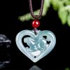 Collar con dije de conejo de la suerte en jade natural Natural Jade Rabbit Luck Pendant Necklace