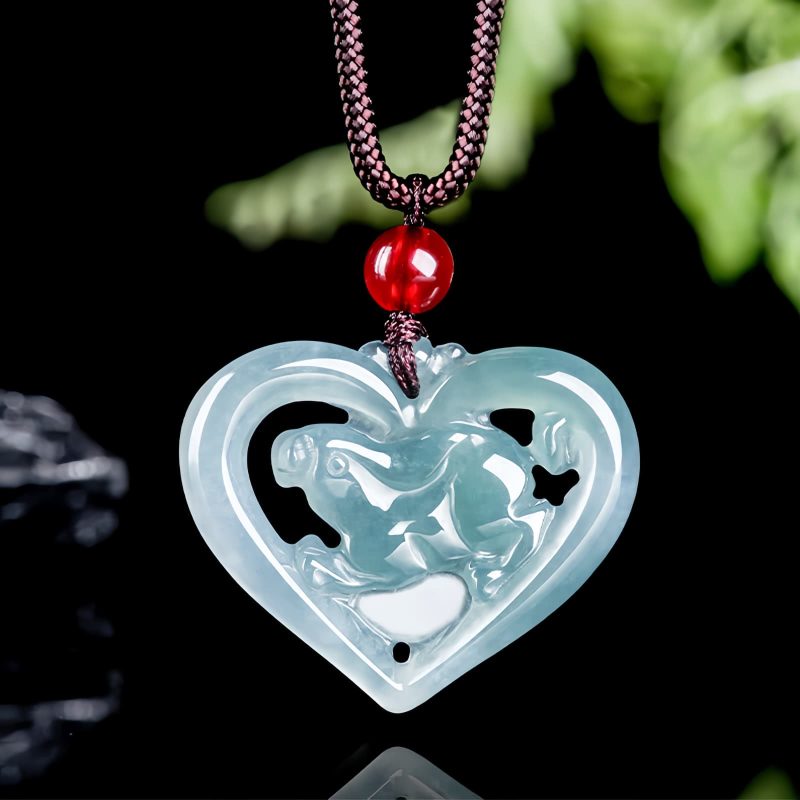 Collar con dije de conejo de la suerte en jade natural Natural Jade Rabbit Luck Pendant Necklace
