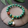 Pulsera de Protección con Malaquita Natural y Ágata Roja Natural Malachite Red Agate Protection Bracelet