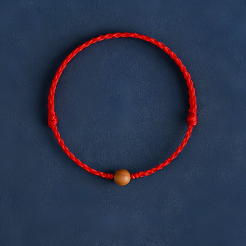 Pulseira Natural de Madeira de Pessegueiro para Proteção Contra Espíritos Malignos Natural Peach Wood Evil Spirit Protection Bracelet