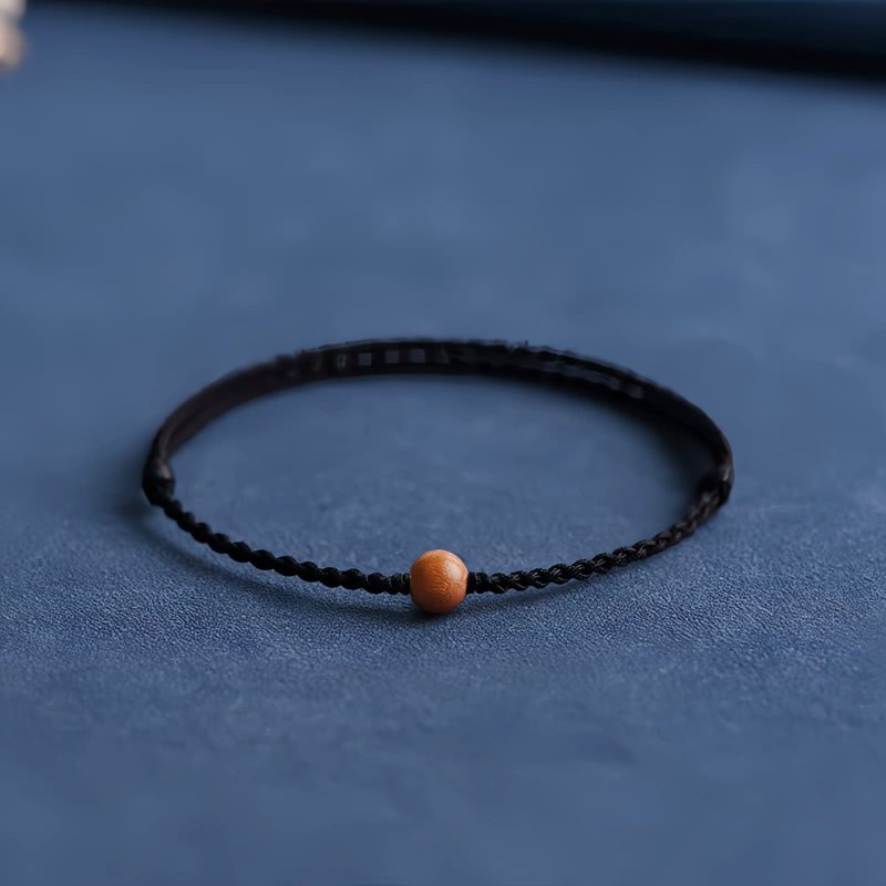 Pulseira Natural de Madeira de Pessegueiro para Proteção Contra Espíritos Malignos Natural Peach Wood Evil Spirit Protection Bracelet