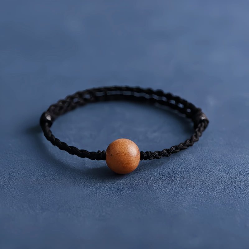 Pulseira Natural de Madeira de Pessegueiro para Proteção Contra Espíritos Malignos Natural Peach Wood Evil Spirit Protection Bracelet