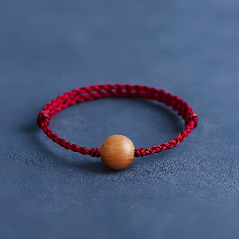 Pulseira Natural de Madeira de Pessegueiro para Proteção Contra Espíritos Malignos Natural Peach Wood Evil Spirit Protection Bracelet