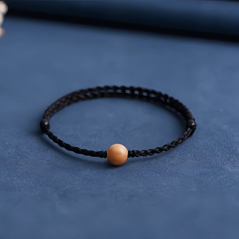 Pulseira Natural de Madeira de Pessegueiro para Proteção Contra Espíritos Malignos Natural Peach Wood Evil Spirit Protection Bracelet