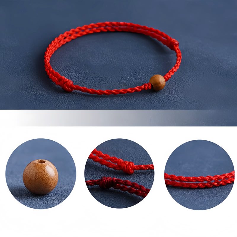 Pulseira Natural de Madeira de Pessegueiro para Proteção Contra Espíritos Malignos Natural Peach Wood Evil Spirit Protection Bracelet