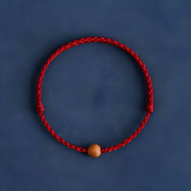 Pulseira Natural de Madeira de Pessegueiro para Proteção Contra Espíritos Malignos Natural Peach Wood Evil Spirit Protection Bracelet
