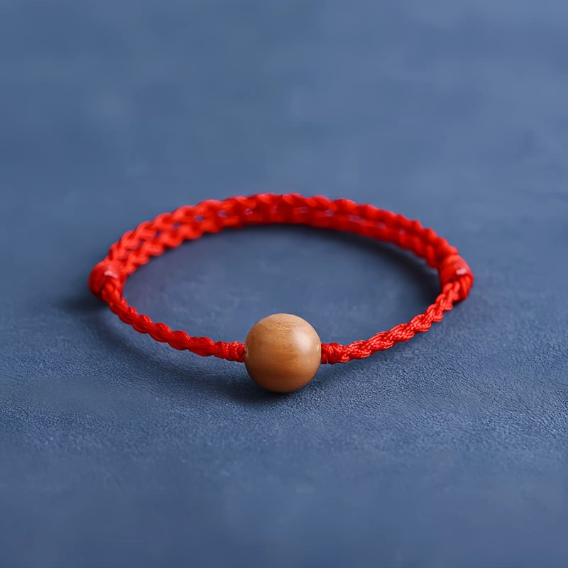 Pulseira Natural de Madeira de Pessegueiro para Proteção Contra Espíritos Malignos Natural Peach Wood Evil Spirit Protection Bracelet