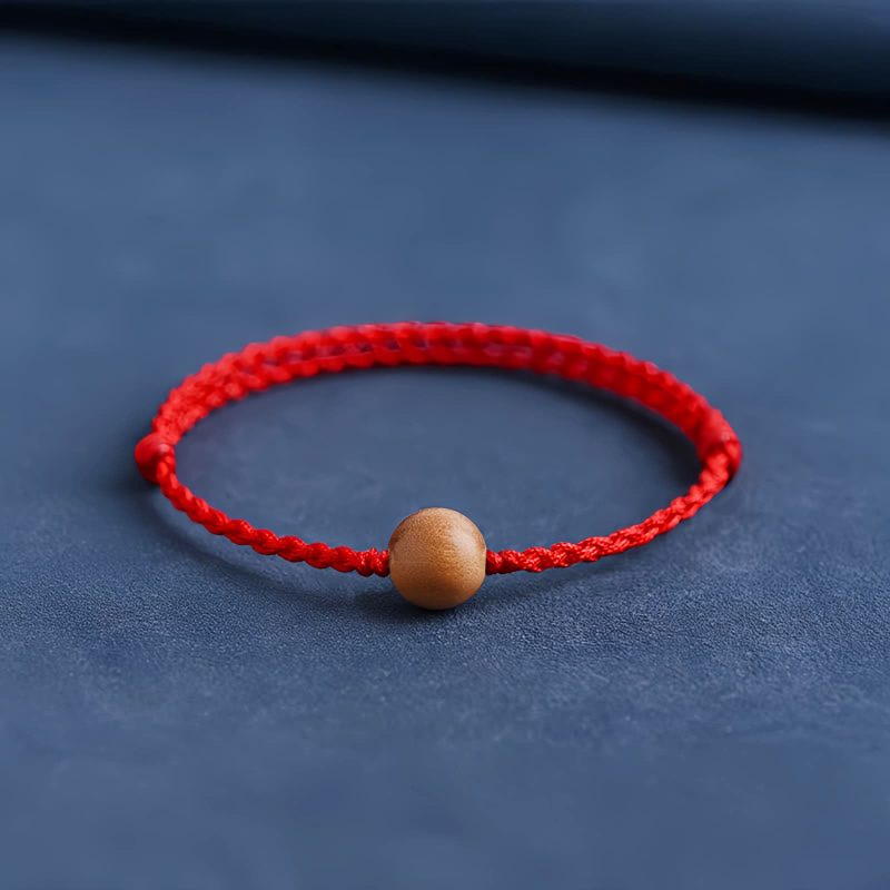 Pulseira Natural de Madeira de Pessegueiro para Proteção Contra Espíritos Malignos Natural Peach Wood Evil Spirit Protection Bracelet