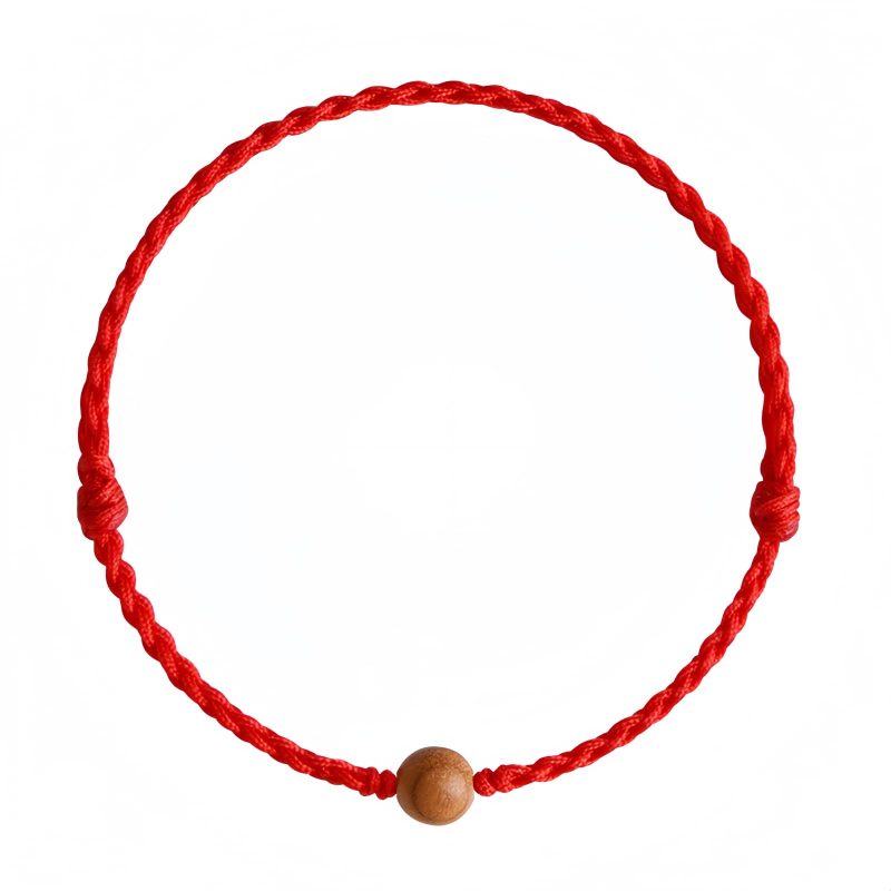 Pulseira Natural de Madeira de Pessegueiro para Proteção Contra Espíritos Malignos Natural Peach Wood Evil Spirit Protection Bracelet