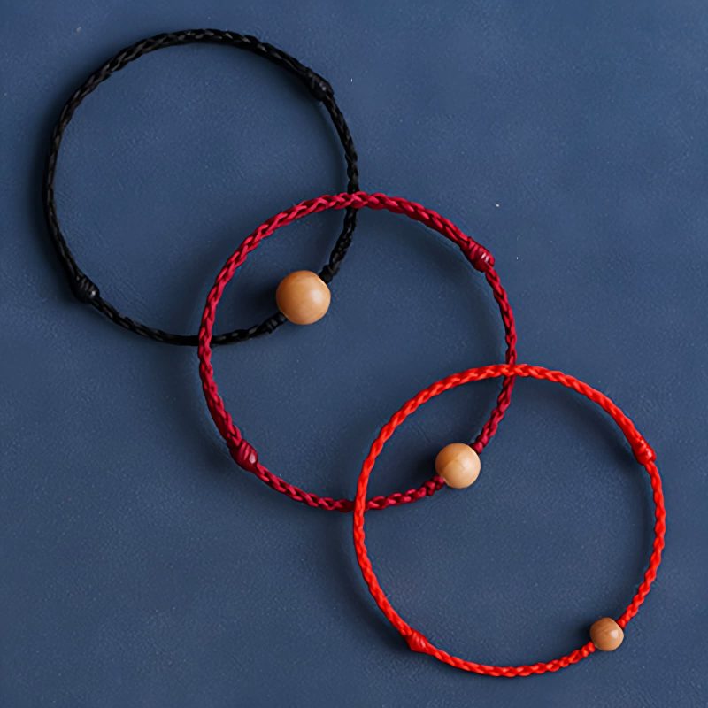 Pulseira Natural de Madeira de Pessegueiro para Proteção Contra Espíritos Malignos Natural Peach Wood Evil Spirit Protection Bracelet