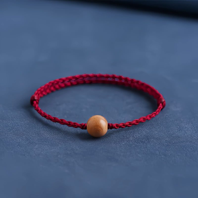 Pulseira Natural de Madeira de Pessegueiro para Proteção Contra Espíritos Malignos Natural Peach Wood Evil Spirit Protection Bracelet