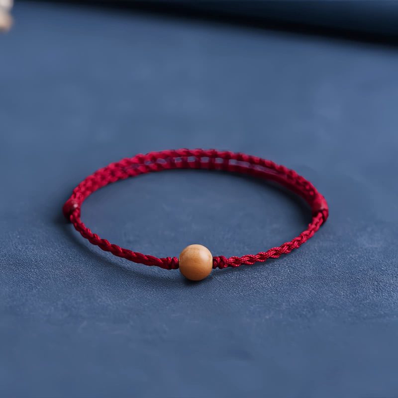 Pulseira Natural de Madeira de Pessegueiro para Proteção Contra Espíritos Malignos Natural Peach Wood Evil Spirit Protection Bracelet