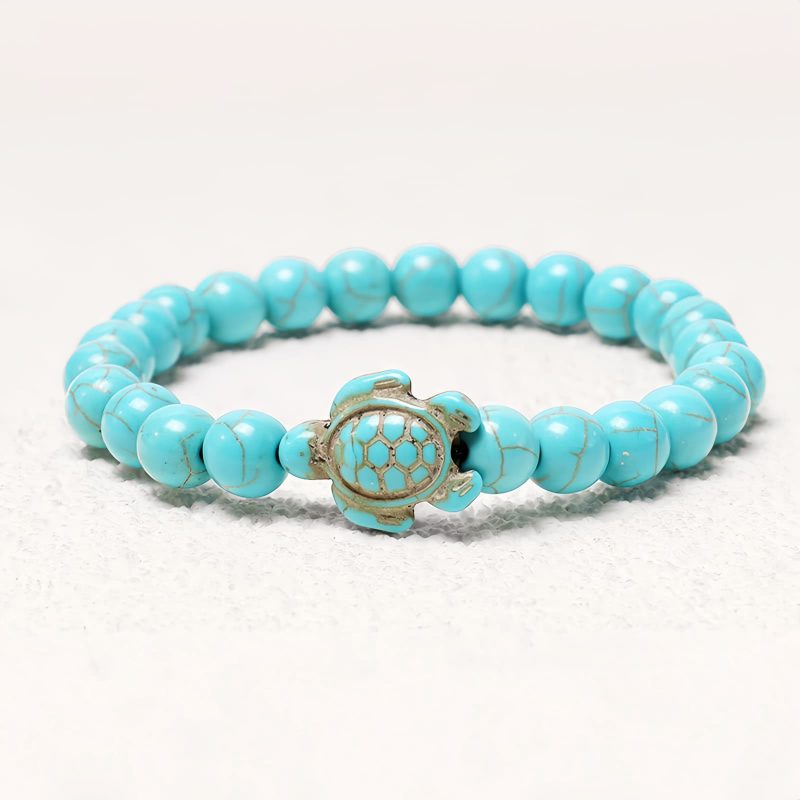 Pulsera de Tortuga Marina de Turquesa en Piedra Natural Natural Stone Turquoise Sea Turtle Bracelet