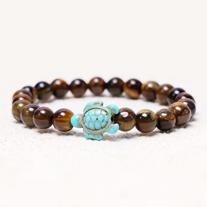Pulsera de Tortuga Marina de Turquesa en Piedra Natural Natural Stone Turquoise Sea Turtle Bracelet