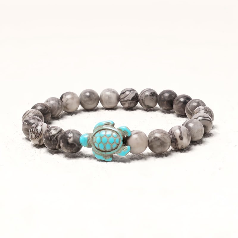 Pulsera de Tortuga Marina de Turquesa en Piedra Natural Natural Stone Turquoise Sea Turtle Bracelet